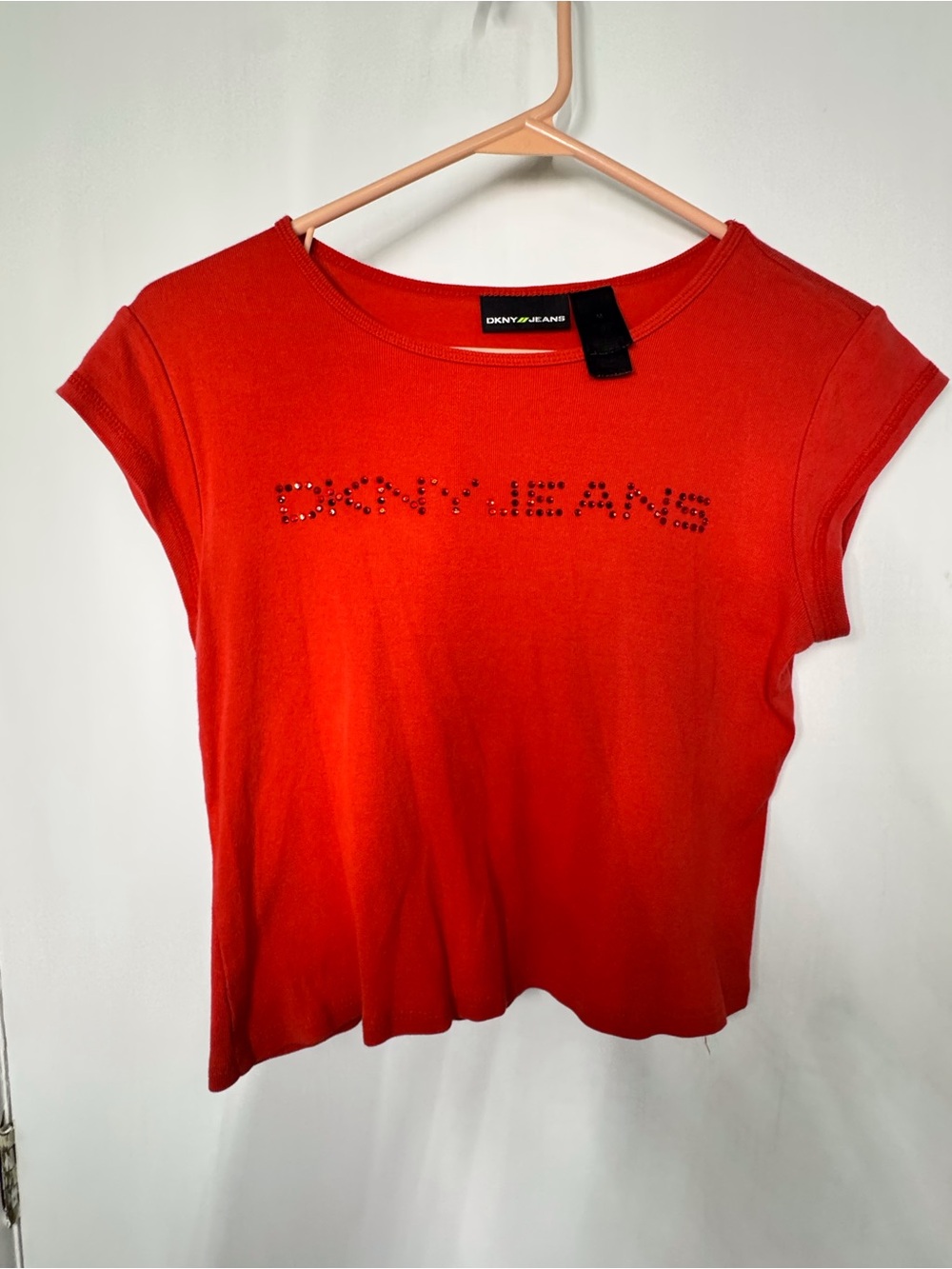 Dkny Red Short Sleeve Tee with Crystal Logo